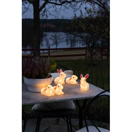 Konstsmide set van 5 konijnen acryl 40 LED warm wit 15x15cm 2