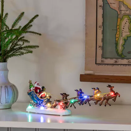 Konstsmide kerstman op slee 10 veelkleurige LED 35,5x6,5x14cm 2