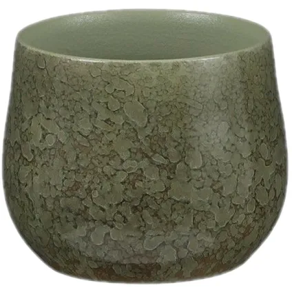 Mica Decorations - Plantenpot/bloempot - Terracotta - groen - D16 x H13 cm