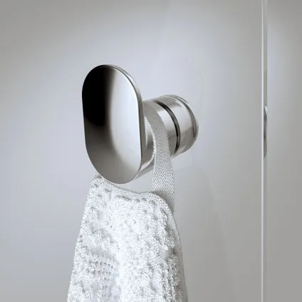 Portes de douche battantes pour niche Sealskin Hooked, 100x200cm argenté brillant|6mm verre sécurit transparent avec revêtement anticalcaire 4
