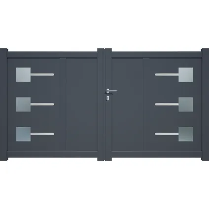 Elsealu dubbele poort Soria aluminium antracietgrijs 300x160cm