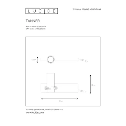 Lucide tafellamp Tanner zwart E27 8