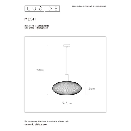 Lucide hanglamp Mesh zwart ⌀45cm E27 8