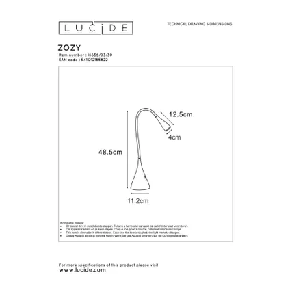 Lucide bureaulamp Zozy zwart ø11,5cm led dimbaar 3W 5