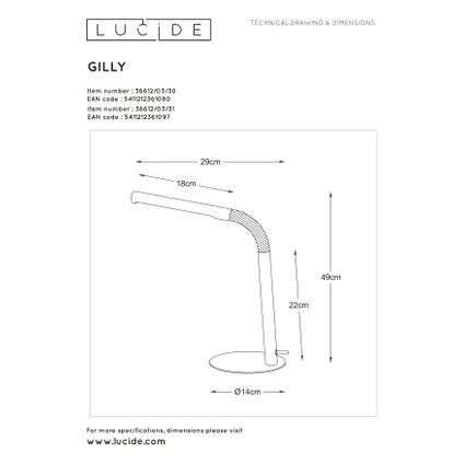 Lucide tafellamp LED Gilly wit 3W 2