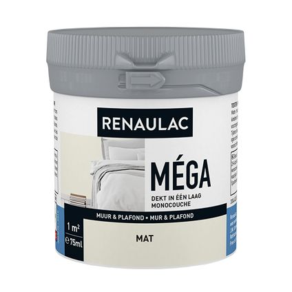 Muurverf tester Renaulac Mega RAL9001 mat 75ml