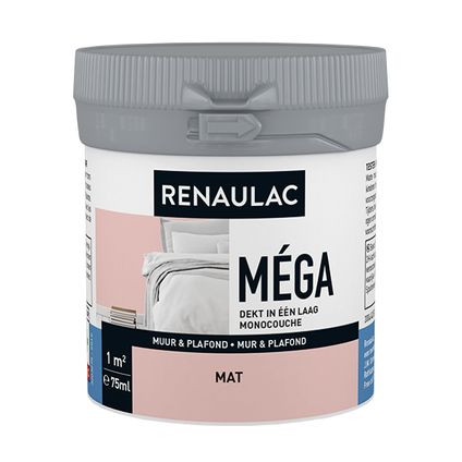 Muurverf tester Renaulac Mega oud roze mat 75ml