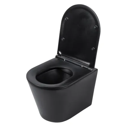 Baron schuur viool Differenz hangtoilet mat zwart | Soft-close & Quick release toiletzitting  |Randloos toiletpot