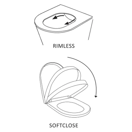 Differenz hangtoilet mat zwart | Soft-close & Quick release toiletzitting |Randloos toiletpot 4