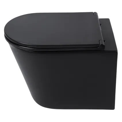 Differenz hangtoilet mat zwart | Soft-close & Quick release toiletzitting |Randloos toiletpot 6
