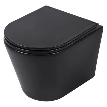Differenz hangtoilet mat zwart | Soft-close & Quick release toiletzitting |Randloos toiletpot 7