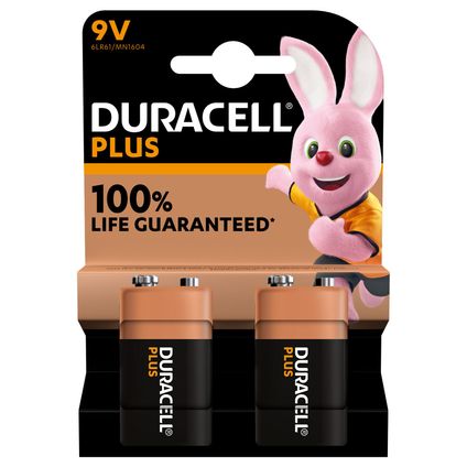 Duracell batterij alkaline plus 9V 2X