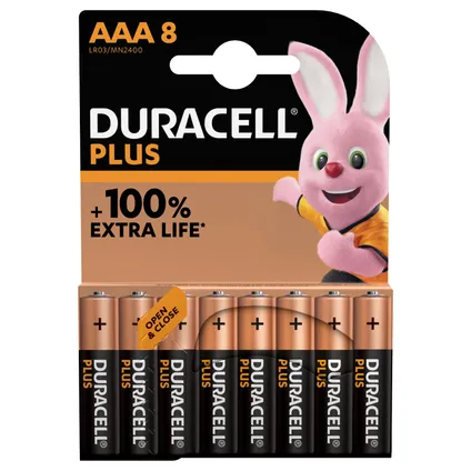 Pile alcaline Duracell Plus AAA 8 pièces