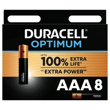 Pile alcaline Duracell optimum AAA 8 pièces