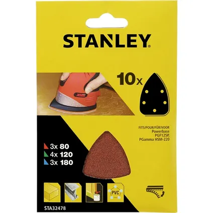 Papier abrasif Stanley STA42478 G80/120/180 – 10 pièces