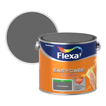 Flexa muurverf Easycare Muren mat antracietgrijs 2,5L 2