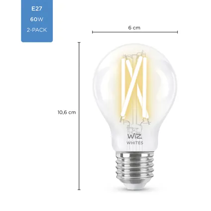 Ampoule LED à filament Wiz E27 blanc réglable 6,7W 2 pièces 4