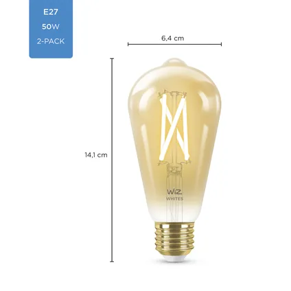 WiZ ledfilamentlamp E27 warm wit 6,7W 2 stuks 3