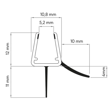 Profilé d'étanchéité universel horizontal Sealskin transparent 6/8mm 100cm 2