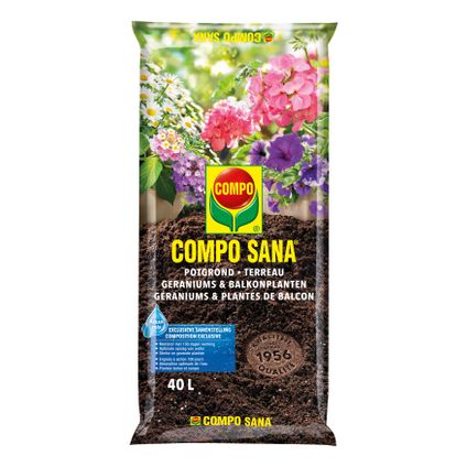 Compo Sana potgrond Geraniums & Balkonplanten 40L
