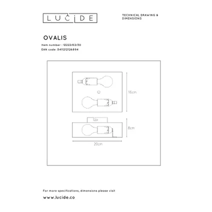 Lucide wandlamp Ovalis zwart koper 2xE14 5