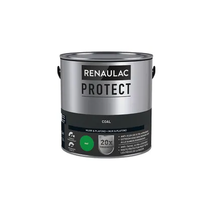 Peinture mur et plafond Renaulac Protect ultra couvrante coal mat 2,5L