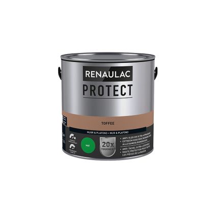 Muur- en plafondverf Renaulac Protect ultra dekkend toffee mat 2,5L