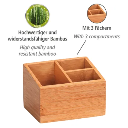 Boîte de rangement Wenko Terra avec 3 compartiments en bambou look naturel 12x85x9cm  14