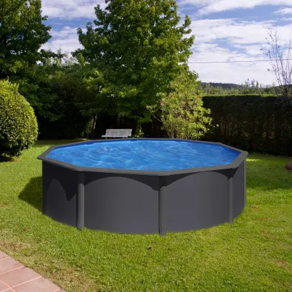 Zwembad Gre Louko staal grijs antraciet met filterpomp Ø370x122cm 2