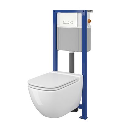 Aquazuro inbouwreservoir set Iris | Quick release & Soft-close toiletzitting | Randloos toiletpot