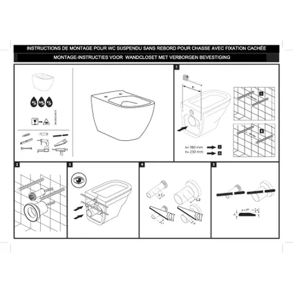 Aquazuro inbouwreservoir set Iris | Quick release & Soft-close toiletzitting | Randloos toiletpot 13