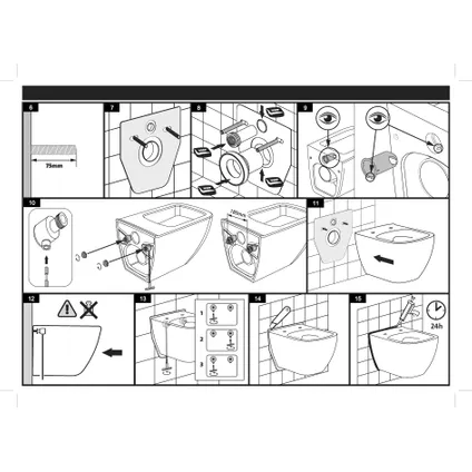 Aquazuro inbouwreservoir set Iris | Quick release & Soft-close toiletzitting | Randloos toiletpot 14