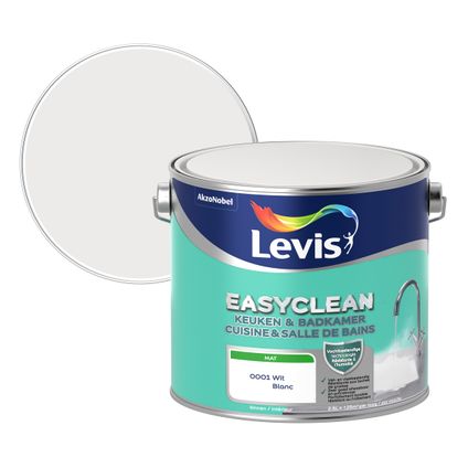 Levis Easyclean muurverf keuken&badkamer wit 2,5L