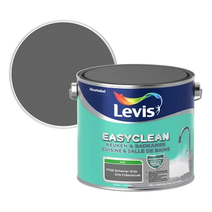 Levis Easyclean muurverf keuken&badkamer schemer grijs 2,5L