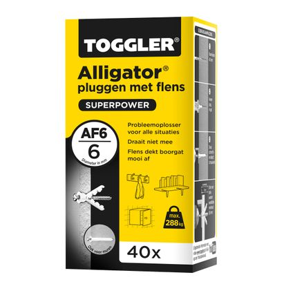 Toggler Alligator plug + flens AF6 Ø6mm wanddikte >9,5mm 40st.