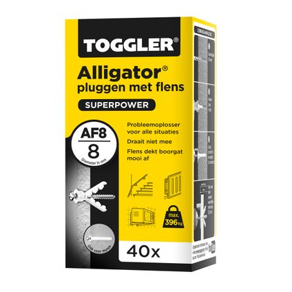 Toggler Alligator plug + flens AF8 Ø8mm wanddikte >12,5mm 40st.