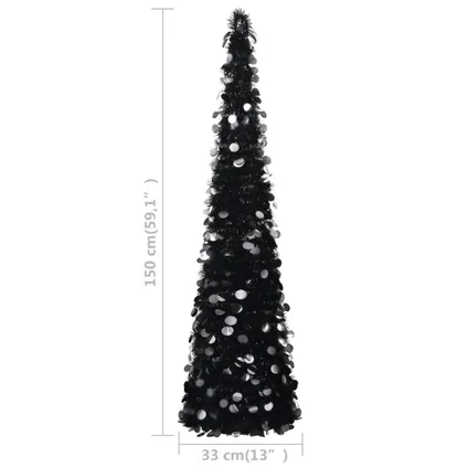 vidaXL Kunstkerstboom pop-up 150 cm PET zwart 5