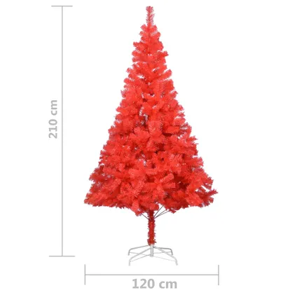 vidaXL Kunstkerstboom met standaard 210 cm PVC rood 5