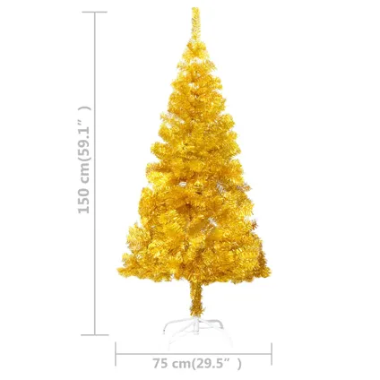 vidaXL Kunstkerstboom met standaard 150 cm PET goudkleurig 5
