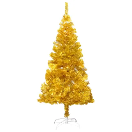 vidaXL Kunstkerstboom met standaard 210 cm PET goudkleurig