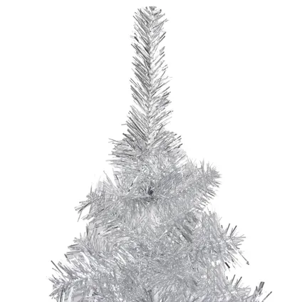 vidaXL Kunstkerstboom met standaard 150 cm PET zilverkleurig 2