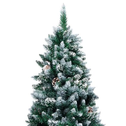 VidaXL kunstkerstboom met dennenappels en witte sneeuw 210cm
