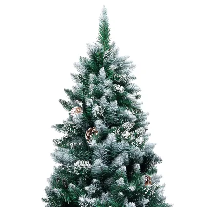 vidaXL Kunstkerstboom met dennenappels en witte sneeuw 210 cm 2