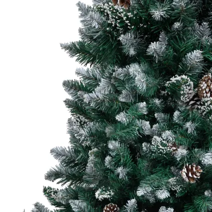vidaXL Kunstkerstboom met dennenappels en witte sneeuw 210 cm 4