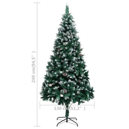 vidaXL Kunstkerstboom met dennenappels en witte sneeuw 240 cm 6