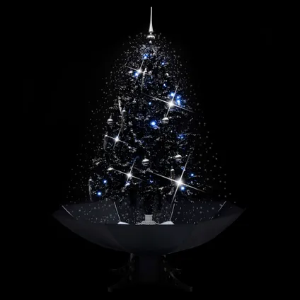 vidaXL Kerstboom sneeuwend met paraplubasis 140 cm PVC zwart 3