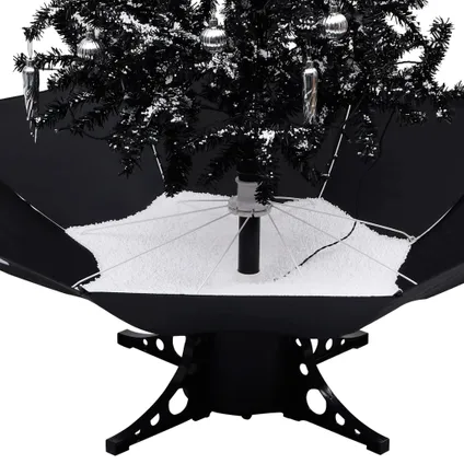 vidaXL Kerstboom sneeuwend met paraplubasis 140 cm PVC zwart 5