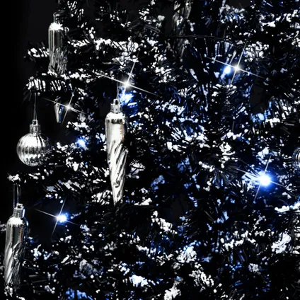 vidaXL Kerstboom sneeuwend met paraplubasis 140 cm PVC zwart 7