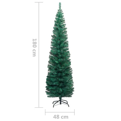 VidaXL kunstkerstboom met standaard smal 180cm PVC groen 6