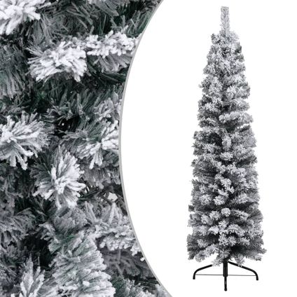 VidaXL kunstkerstboom met sneeuwvlokken smal 150cm PVC groen